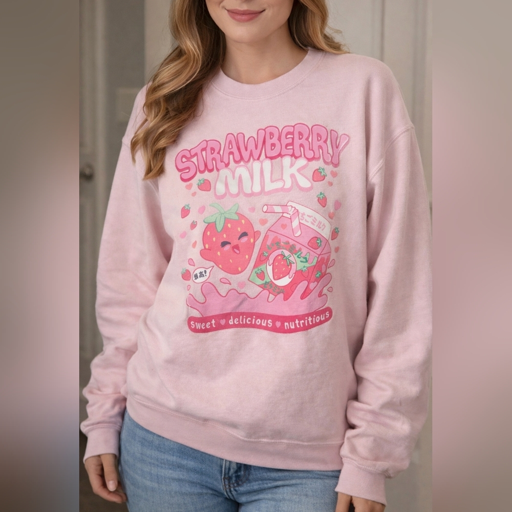 Strawberry Milk Women Sweater Medium